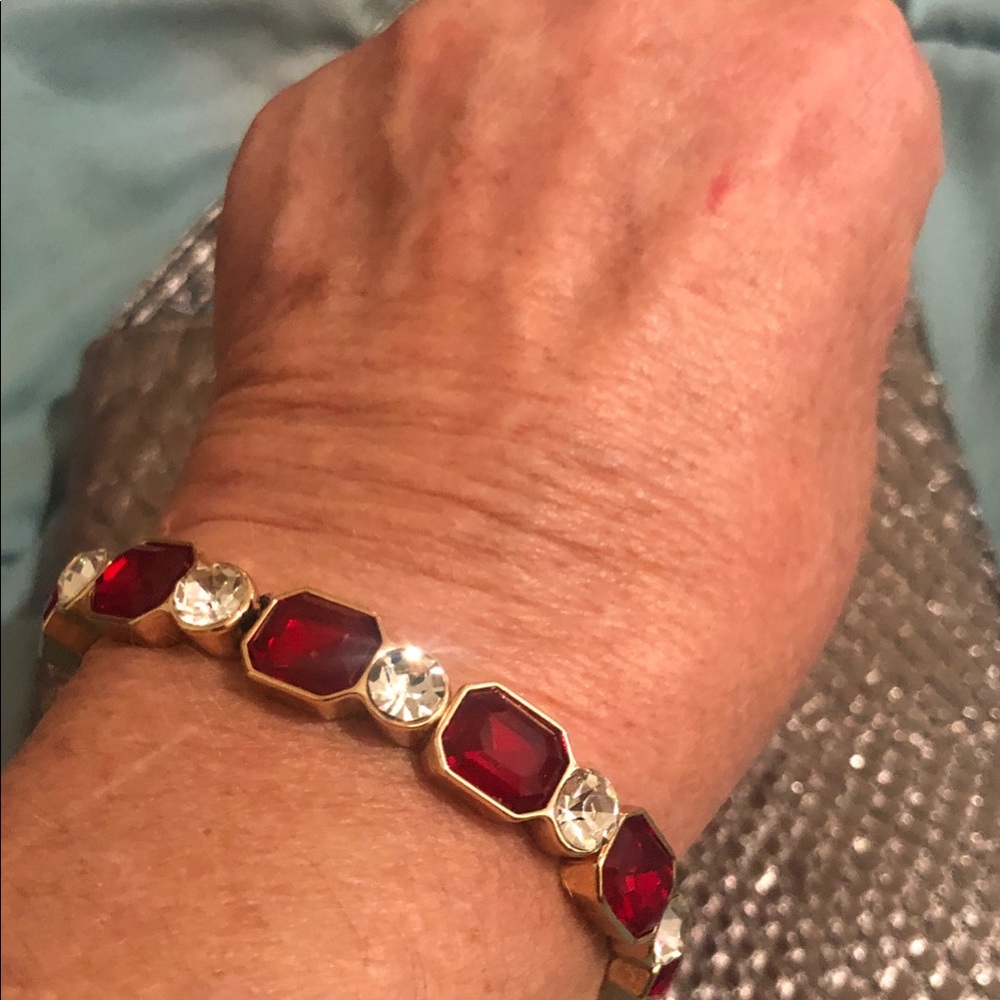 kate spade Gold-Tone Bracelet with Red and Clear Gems